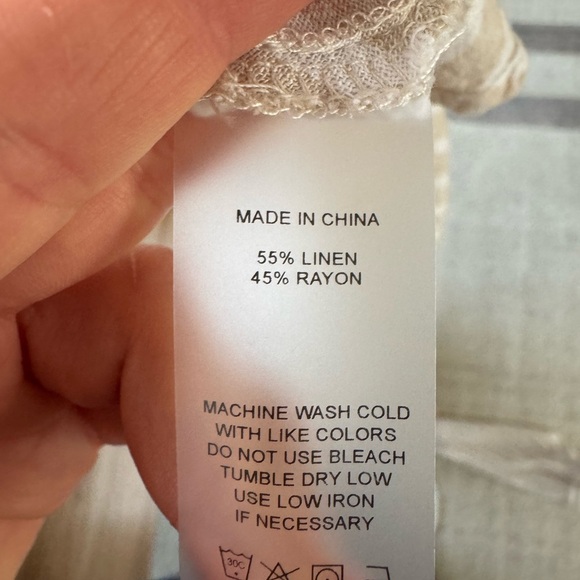 Striped Beige and White Button-Up Dress - Picture 6 of 6